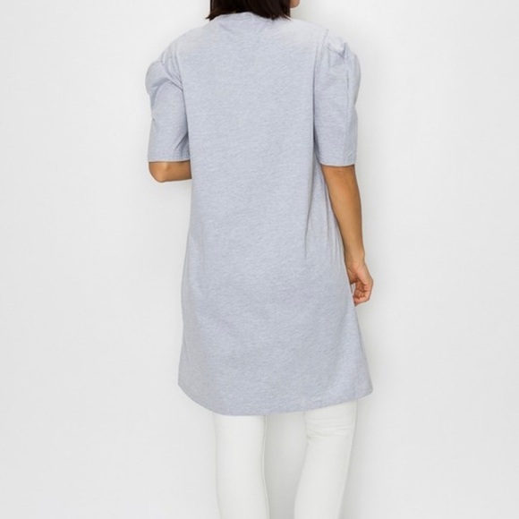 Heather Gray Long T-w/Puffy Shoulders. - Picture 6 of 6